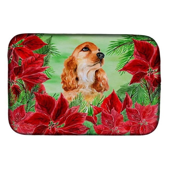 Cocker Spaniel Poinsettas Dish Drying Mat