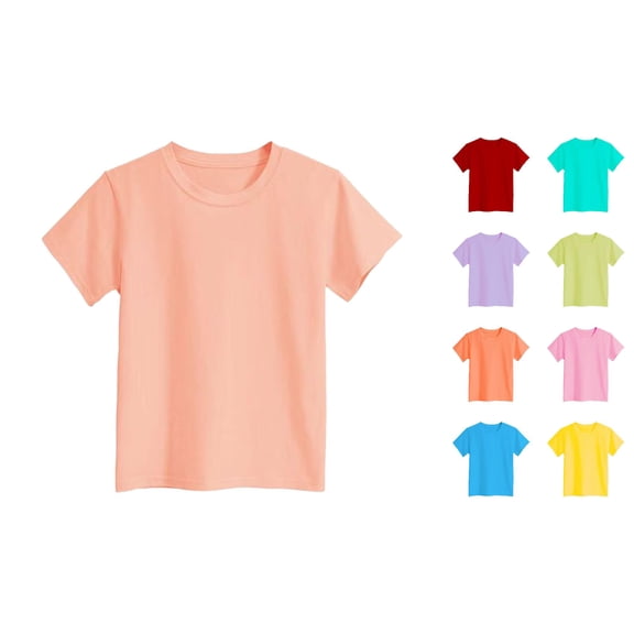 ZHOGXU Toddler Kids Girls Boys T Shirt Summer Short Sleeve Round Neck Solid Color Comfortable Loose Fit Tee Top For Casual Daily Wear,Rose Gold,7-8 Years