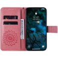 thumbnail image 2 of Funda para Apple, Funda protectora con ranuras para tarjetas con tapa magnética de cuero de PU con estampado de flores de sol y correa de mano (rosa), 2 of 5