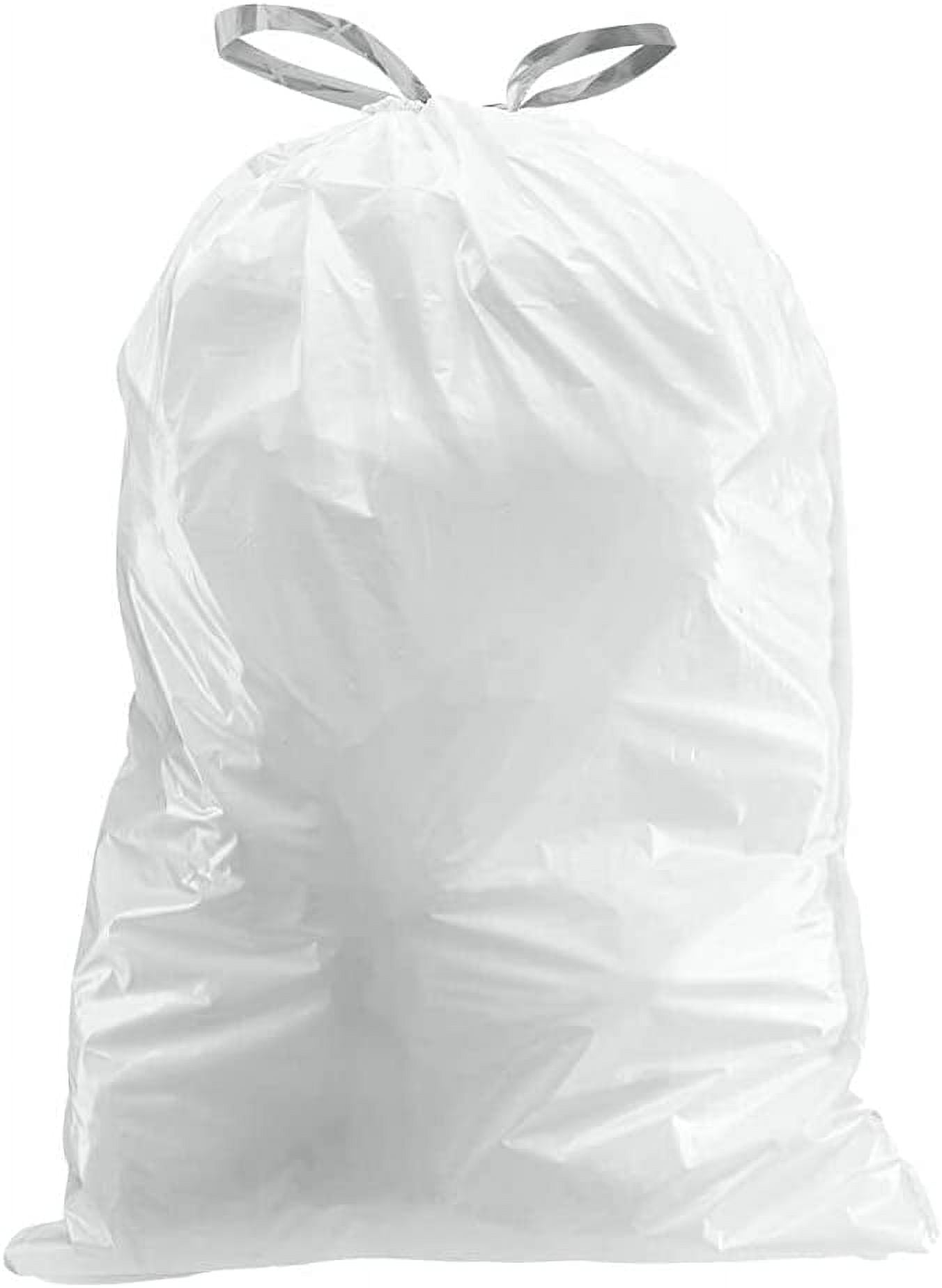 Plasticplace Custom Fit Trash Bags, Compatible with simplehuman Code X (200 Count) White Drawstring Garbage Liners 21 Gallon/ 80 Liter, 26" x 24.5"