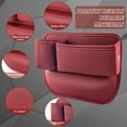 thumbnail image 3 of Car Leather Cup Holder Gap Bag, seat Gap Storage Box, with Water Cup Holder Gap Storage Box, Adjustable car seat Storage Box, can Store Glasses, Phone, Keys, Cards (Brown A) (Driver Side Red), 3 of 14