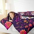 thumbnail image 5 of Manfei Boho Skeleton Skull Queen Comforter Set for Kids, Rustic Groovy Flower Bedding Sets, Hippie Mandala Style Reversible Bedding Comforter Set, Super Cozy Room Decor, 3-Piece, 5 of 8