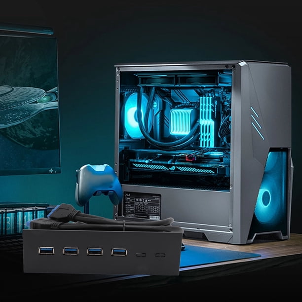 Hub De Panel Frontal USB 3.0, Panel De Extensión De Unidad óptica De Alta Velocidad De 5,25 Pulgadas, 5 Gbps, 4 Puertos Para Escritorio