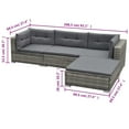 thumbnail image 2 of vidaXL 5 Piece Patio Lounge Set with Cushions Poly Rattan Gray, 2 of 6