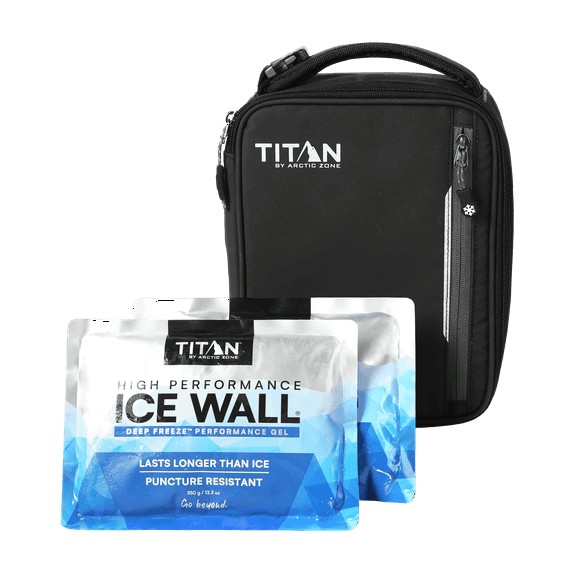 Titan by Arctic Zone Fridge Cold Insulated Lunch Box with Reusable Ice Walls - Black Ice