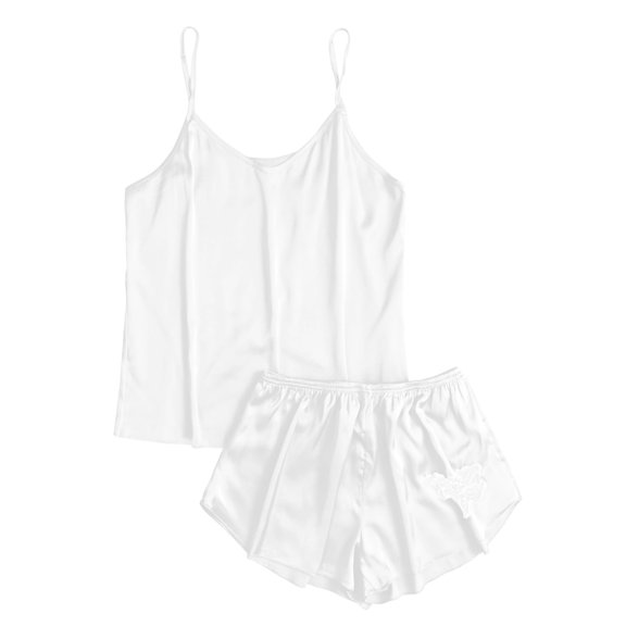 Lindreshi Lingerie Sets for Women 2pc Set Women -Lingerie Sleepwear Satin Silk Lace up Nightwear Pajamas Set