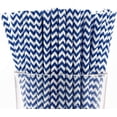 thumbnail image 1 of Pack of 150 Navy Blue Chevron Biodegradable 4-Ply Paper Drinking Straws (Compostable, Non-toxic, BPA-free), 1 of 3