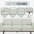 thumbnail image 2 of Leisuremod Chester Modern Leather 3 Seater Sofa With Birch Wood Base Mid Century Living Room Couch (White), 2 of 12