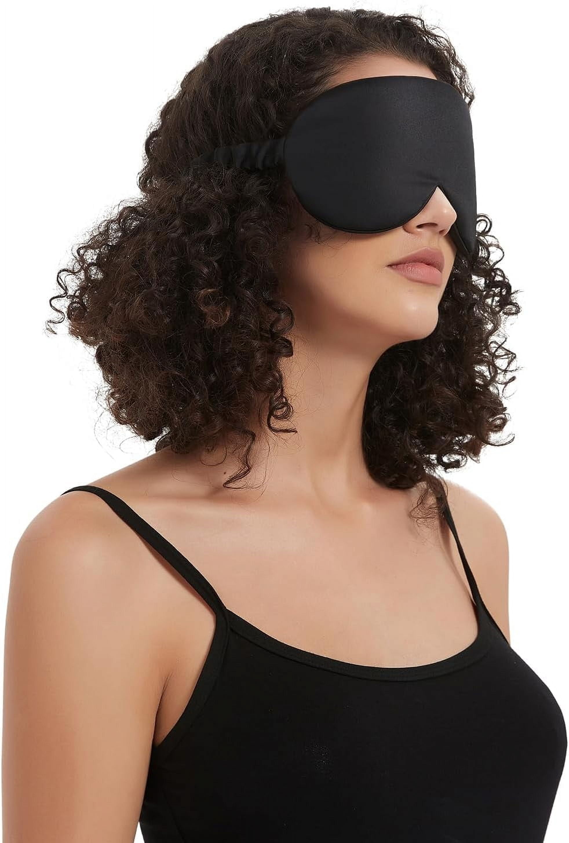 Sleep Mask with Silk-Covered Headband for Hair Care, Silk Eye Mask Comfortable Scrunchy Band Over Ears Non-Adjustable Elastic Strap (Thick, Luxury 22 Momme)