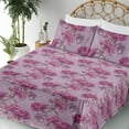 thumbnail image 3 of Ambesonne Rose Pattern Fitted & Flat Sheet with Shams 4 Pcs Set, Floral Romantic Art, Full, Dark Magenta Pale Lilac, 3 of 5