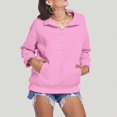 thumbnail image 2 of WEAIXIMIUNG Sweatshirts à Col Rond pour Femmes, Designs Mignons, Hoodie Décontracté Uni avec Poche et Col Montant, Coupe Ample, 2 of 7
