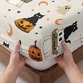 thumbnail image 3 of Full Size Fitted Sheet Set - Halloween 3 Piece Bedding Sets 16" Deep Pocket Fitted Sheet with 2 Pillowcases, Cats Ghosts Pumpkins Star Moon Rustic Brushed Microfiber Hotel Luxury Bed Sheets, 3 of 9