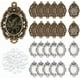 thumbnail image 1 of 60 piezas de bandejas ovaladas de estilo tibetano elegante en 2 colores para engastar cabujones, colgantes con bisel de cúpula en blanco y cabujones de vidrio., 1 of 6