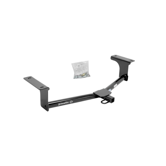 Draw-Tite 24912 Sportframe Round Tube Class I Trailer Hitch designed for 2014-2015 Mazda 3 4-door sedans. Features a 1.25-inch square receiver tube, solid all-welded construction, and a black powder coat finish. Rated for up to 2,000 lbs gross trailer weight and 200 lbs tongue weight. Includes mounting hardware, with removable drawbar, pin, and clip sold separately.