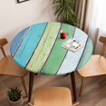 thumbnail image 5 of Wood Grain Elastic Fitted Round Table Cover Retro Art Waterproof Outdoor Tablecloth for Holiday Party, Picnic, Patio & Dining Fits Tables Up to 36"-44", 5 of 8