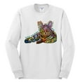 thumbnail image 3 of First We Still Your Heart Then Your Bed | Funny Neon Colorful Cat | Dean Russo Art Animal Lover Mens Long Sleeve Shirt, White, Large, 3 of 6