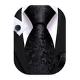 thumbnail image 1 of Juego de corbatas Barry.Wang de seda negra con estampado floral, 150 cm, 1 of 5