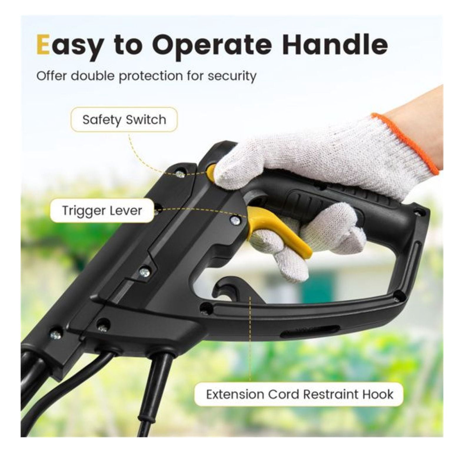 10 Amp Electric Tiller - 380 RPM Garden Cultivator, 14” Width, Foldable Handle