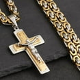 thumbnail image 5 of Orthodox Crucifix Jesus Christ Cross Pendant Necklace 14K Yellow Gold Byzantine Chain Necklaces Jewelry for Men, 5 of 11