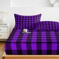thumbnail image 6 of Twin XL Size Fitted Sheet Set - Black Purple Plaid 2 Piece Bedding Sets 16" Deep Pocket Fitted Sheet with 1 Pillowcases, Farmhouse Simple Buffalo Checked Brushed Microfiber Hotel Luxury Bed Sheets, 6 of 9