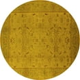 thumbnail image 1 of Ahgly Company Machine Washable Indoor Round Oriental Yellow Industrial Area Rugs, 8' Round, 1 of 4