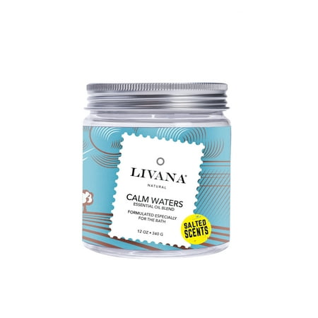 Calm Waters Signature Essential Oil Salted Scents Blend by Livana, 12oz, Fragrant salts for Bath,