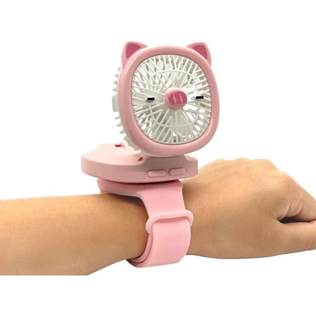 Ventilador personal con correa para la muñeca–Funciona con pilas,ventilador recargable USB portátil,3 velocidades ajustables–Ventiladores portátiles para niños y niñas en interiores y exteriores