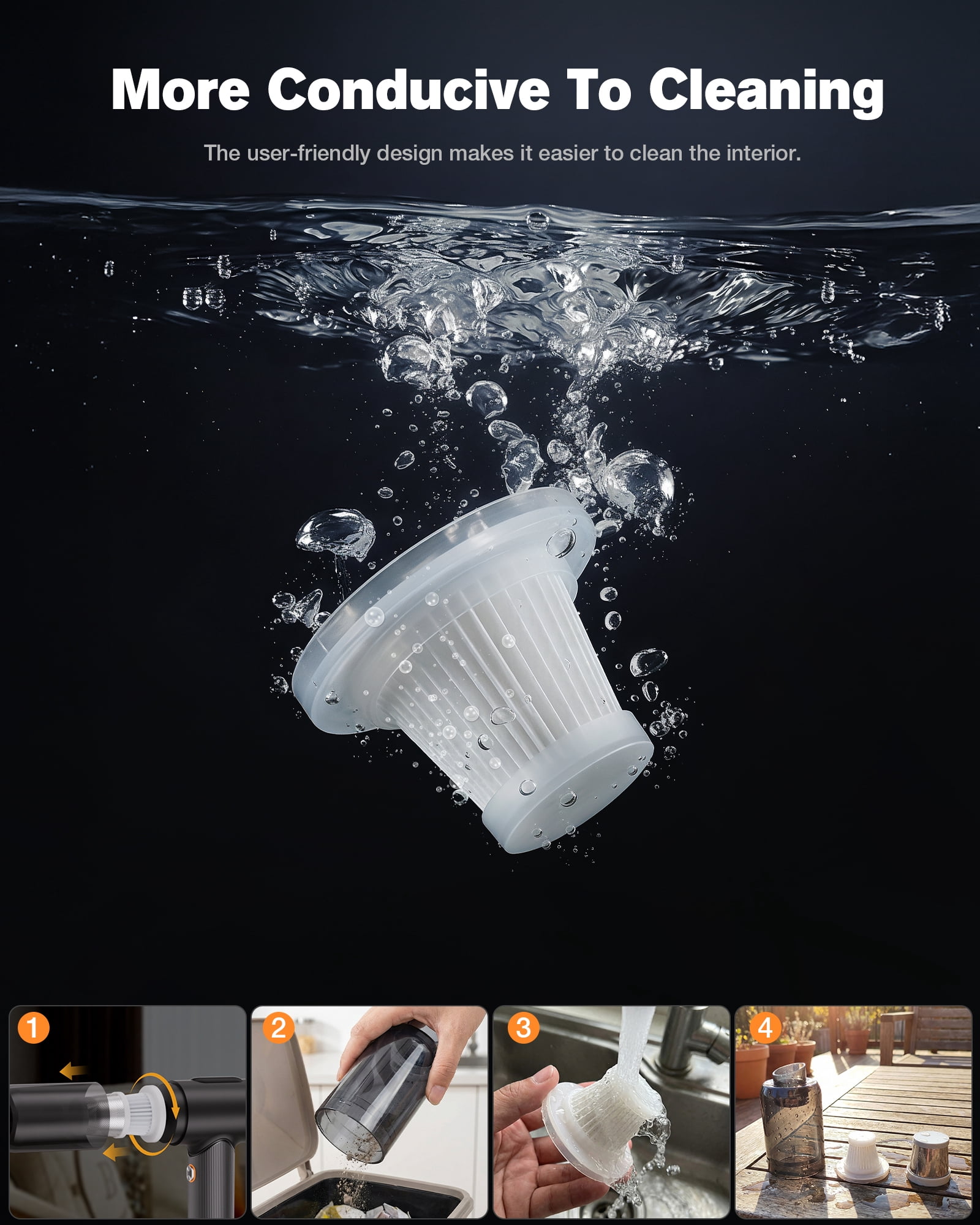 REHOTTOP Portable Car Vacuum, Handheld Vacuum Cleaner with Brushless Motor, Car Handheld Vacuum for Home, Car, Office