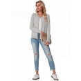 thumbnail image 4 of JWD Women Open Front Cardigan Buttons Long Sleeve Lightweight Knit Sweater Light Gray L, 4 of 6