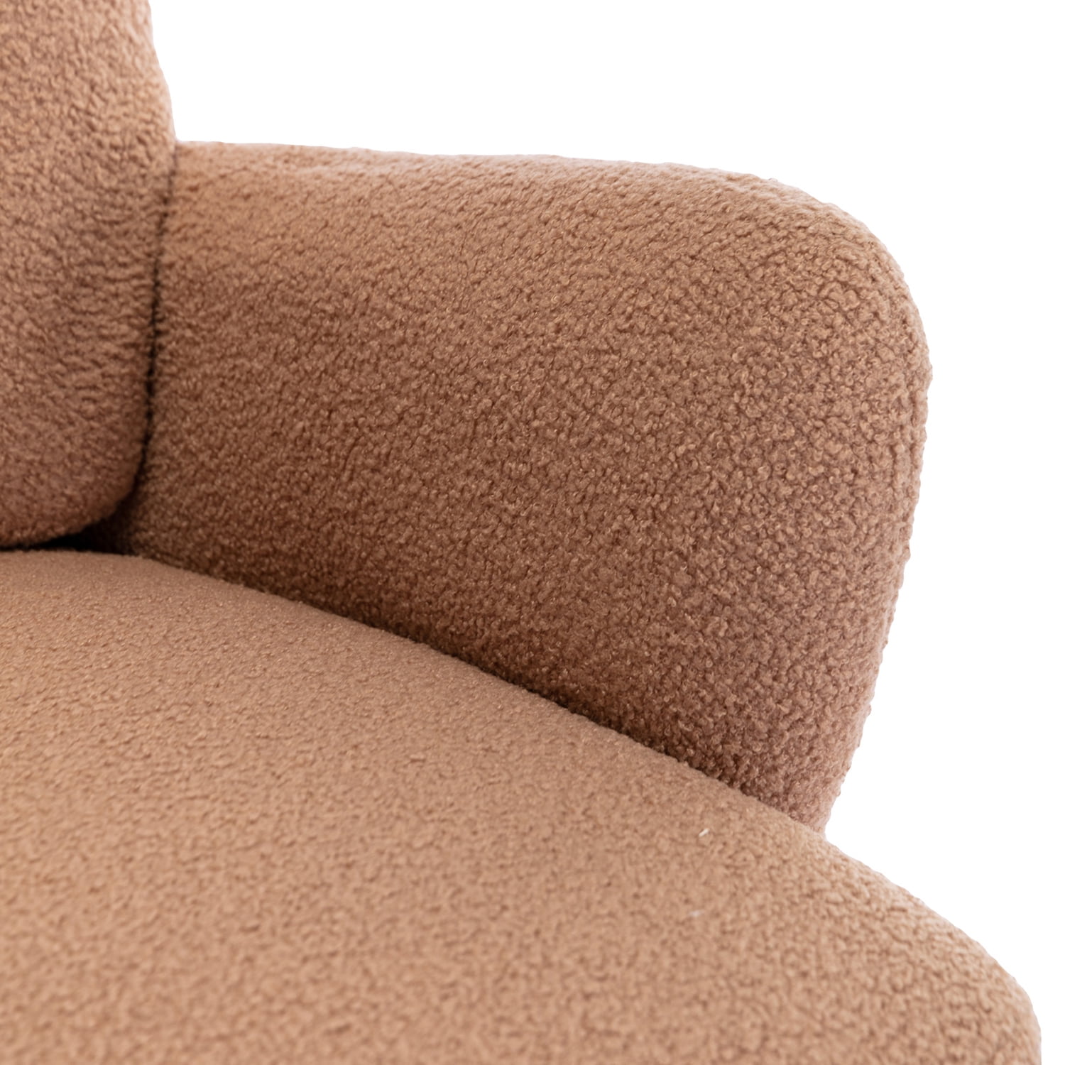 Kadyn Modern Teddy Short Plush Particle Armchair, Altay Velvet Accent Chair with Golden Metal Legs and High Back, Upholstered Accent Lounge Chair for Living Room, Espresso