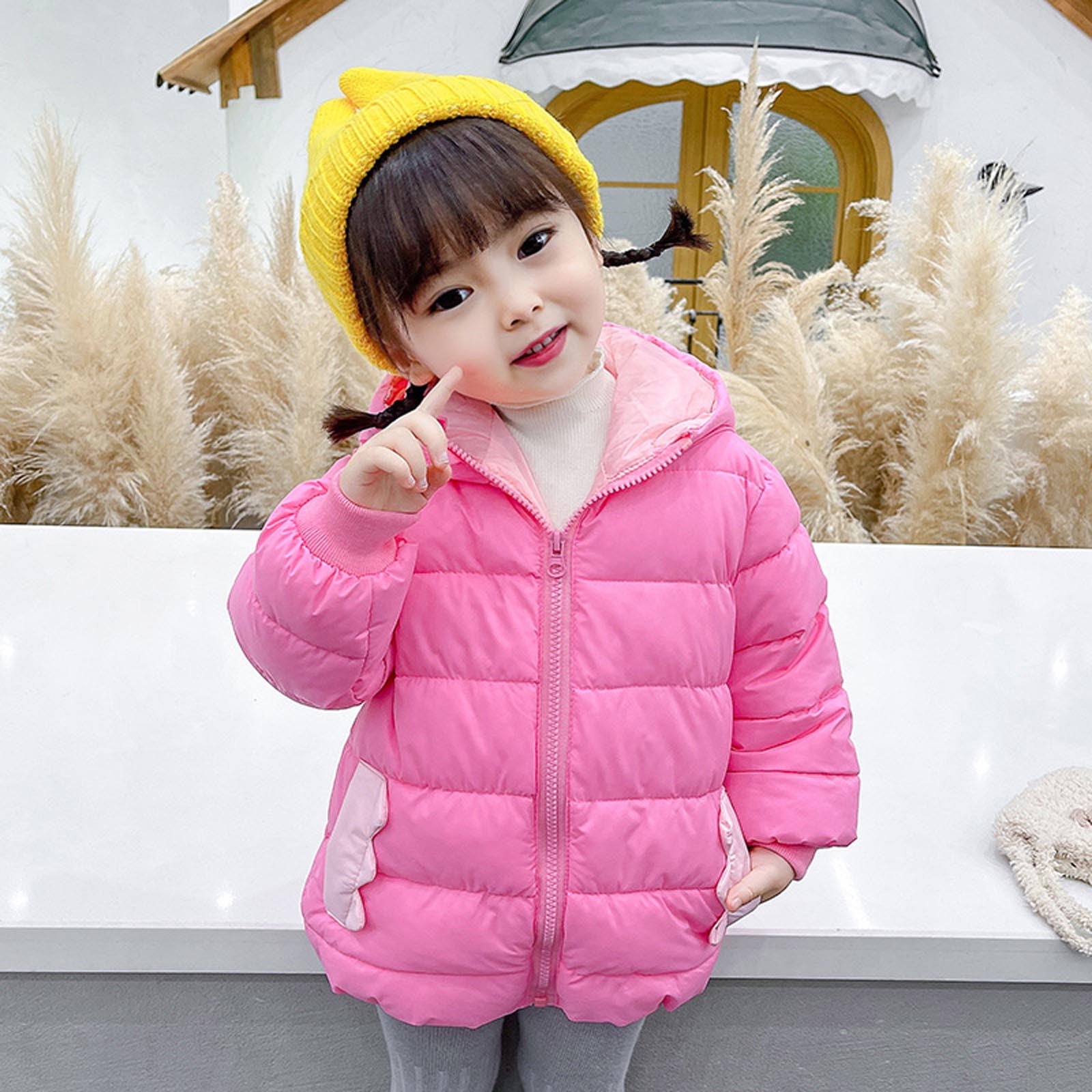 Kid Boy/Kid Girl Lightweight Zipper Solid Hooded Coat