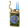thumbnail image 4 of Windproof Lighter under $5! CQCYD Dual Flame Windproof Lighter with Quartz Watch, Refillable Butane Torch Lighter, Metal Blue Flame Cigar Lighter, Fashion Accessory Gift for Men, 4 of 9
