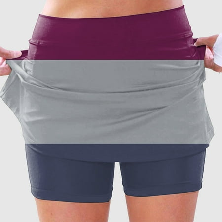 SUYIDA Skirts for Women Plus Size High Waisted Workout Casual Prints Yoga Culottes Fashion Skorts Skirts for Running Casual Purple XXXL