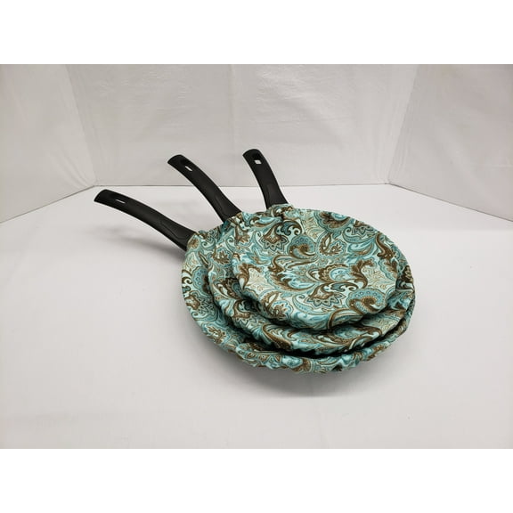 Brown & Teal Paisley Non-Stick Pan Protector (Set of 3)