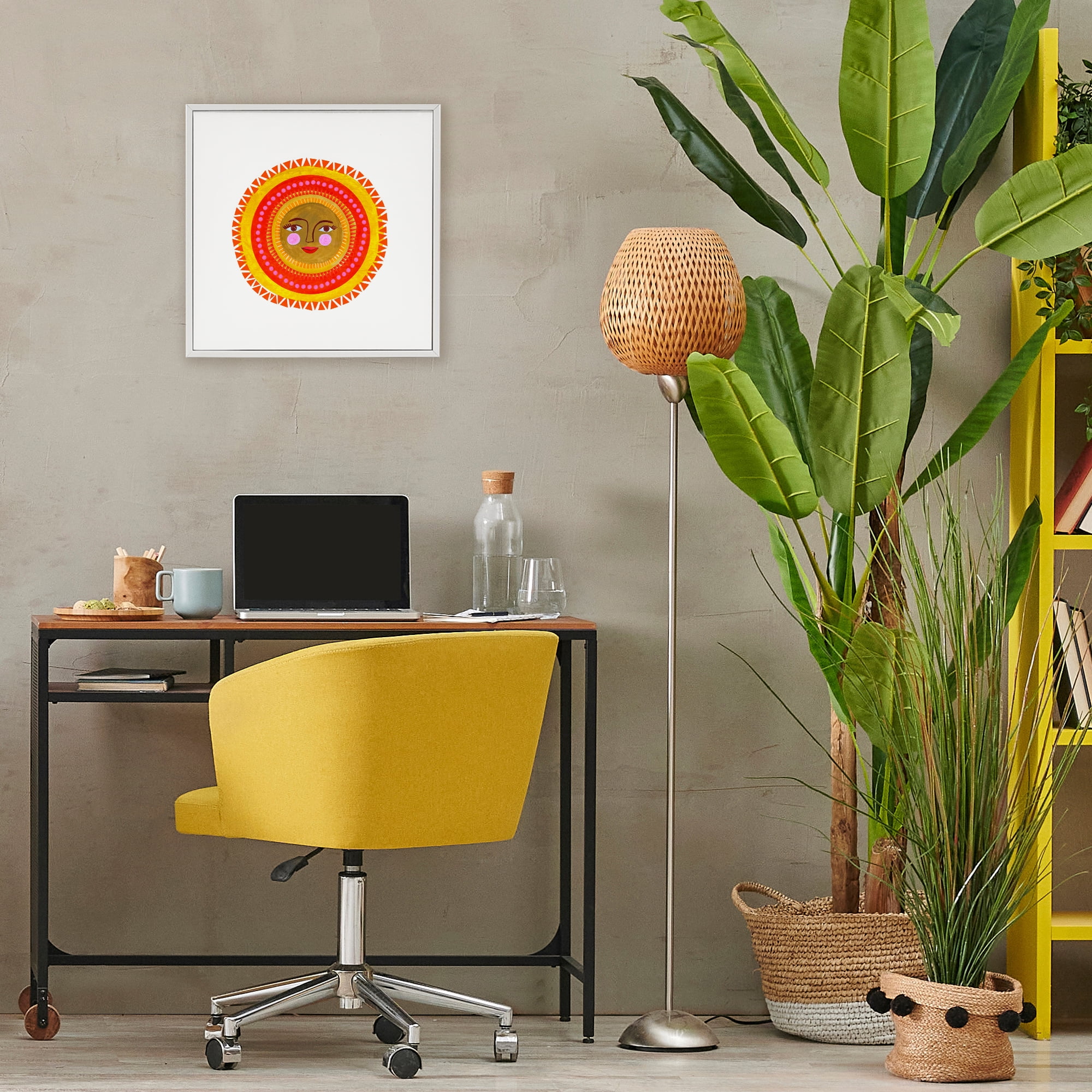 Stupell Industries Bold Bohemian Sun White Framed Giclee Art, design by Katherine Herrell Studio