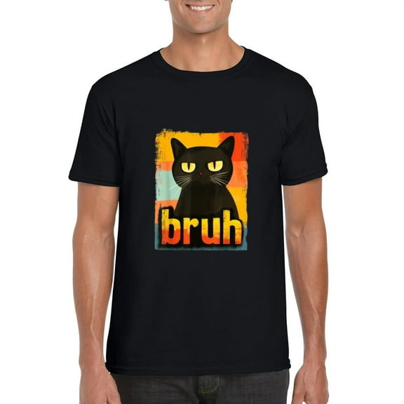 Funny Bruh Cat Meme Graphic Design Teens Meme Lovers T-Shirt, for men & women, up to size 5XL