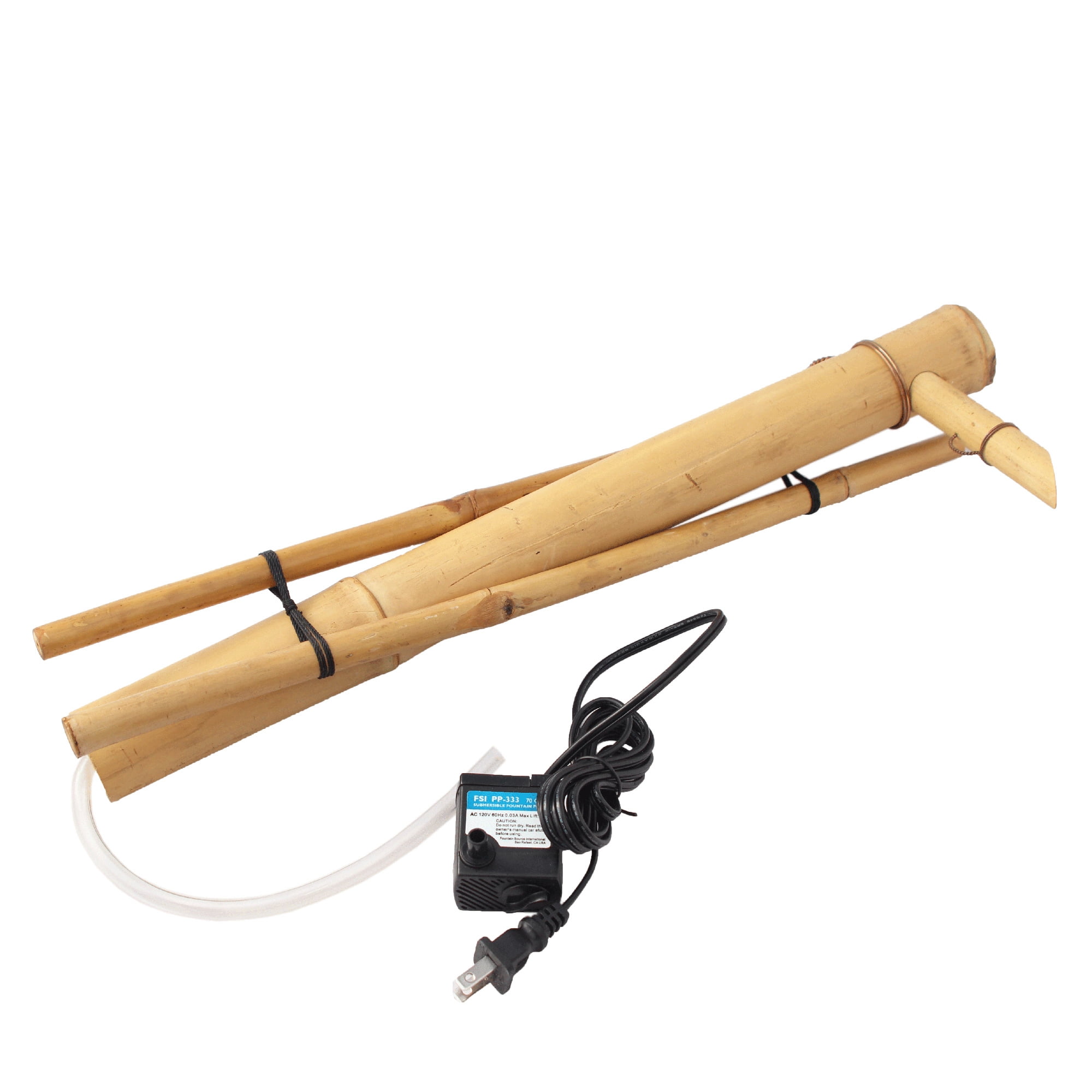18" Bamboo Fountain Kit, Adjustable Spout with Pump, Indoor/Outdoor – Container Not Included
