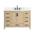 thumbnail image 3 of Hardin 48" Single Bathroom Vanity, 49" W x 19" D x 34.5" H, Carrara White Quartz Top, Sink & Backsplash, Light Wood, MDF, Pre-Assembled, 5 Soft-Close Drawers & 2 Doors, Adjustable Feet, 3 of 9