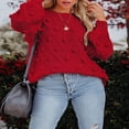 thumbnail image 2 of Pulls Tricotés pour Femmes Pulls Unis Col Rond Pull à Manches Longues, 2 of 5