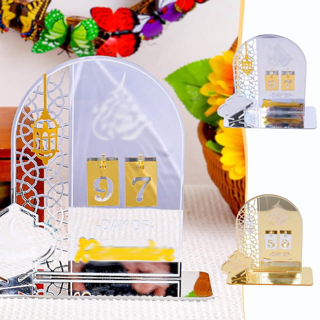 Fiudx Calendario de Adviento de Ramadán, Diseño de Cuenta Regresiva de 30 Días, Material Acrílico, Decoración para Eid Mubarak, Decoración de Mesa U Oficina, Regalo de Eid Al-Fitr, Regalo para Famili