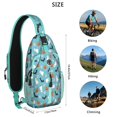 thumbnail image 5 of Sling Backpack,Blue Halloween Ghosts Pumpkins Skulls and Bats Crossbody Bag with Water Bottle Holder,Waterproof Sling Bag for Men/Women with Chest Phone Holder for Hiking,Travel, 5 of 6