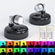 thumbnail image 1 of Pack de 2 luces de pared de 360° para interiores con control remoto | Iluminación ambiental RGB, 13 colores, 3 modos | Funciona con pilas, control por pulsación | Temporizador | Montaje adhesivo |, 1 of 5