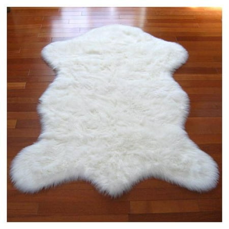 Walk On Me Rugs Snowy White Polar Bear Pelt Faux Fur Rug 4 7 X 6 Walk On Me Rugs Snowy White Polar Bear Pelt Faux Fur Rug 4 7