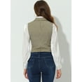 thumbnail image 4 of Chaleco a cuadros para mujer, cuello de solapa con muescas, chaleco Vintage de un solo pecho marrón XL, 4 of 5