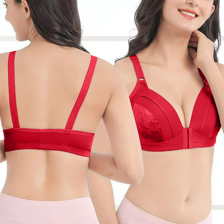 DORKASM Front Closure Bras for Women 44 a Breathable Padded High Support  Bras Red XL