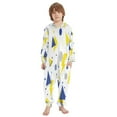 thumbnail image 2 of Vzayyk 4T-14Y Size Aviliable Cozy One-Piece Footless Sleeper Pajama Yellow and Blue Triangles Dots, 2 of 8