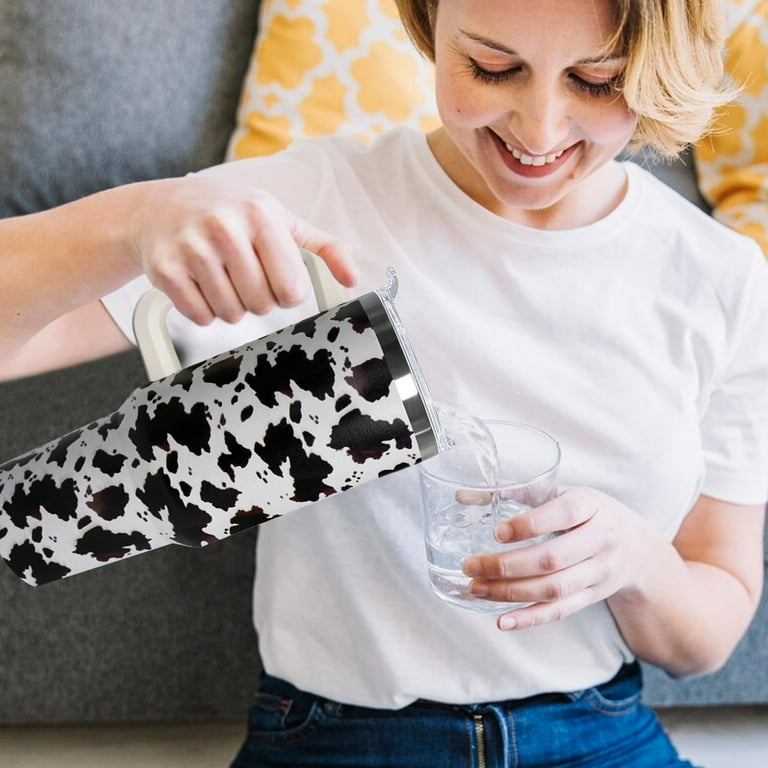 40oz Cow Print Tumbler With Handle,Cow Print Gifts for Women,Cow