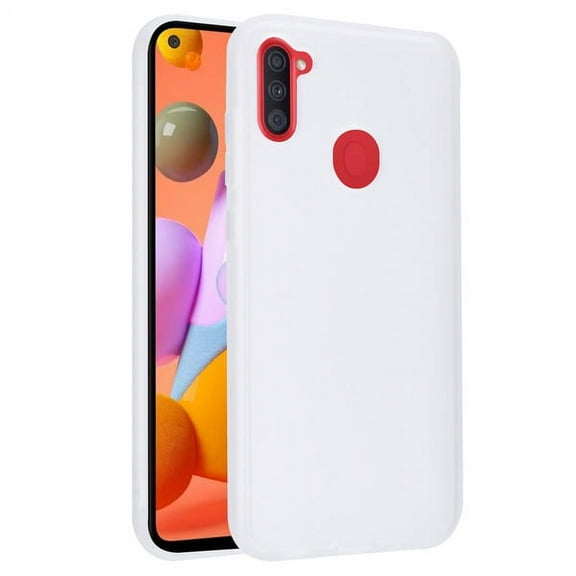 Samsung Galaxy A11 Phone Case Hybrid Rubber Silicone TPU Gel Protector Bumper Slim Shell Back Heavy Duty Armor Shockproof [Semi-Transparent] Smoke Frosted WHITE cover for Samsung Galaxy A11 [2020]