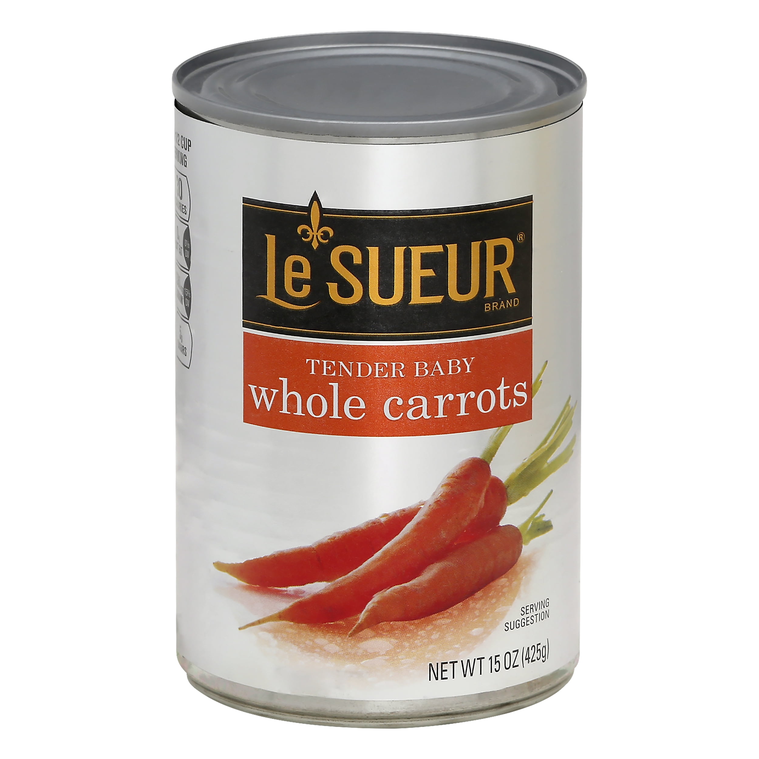 (4 pack) Le Sueur Whole Tender Baby Carrots, Shelf-Stable, 15 oz Can