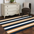 thumbnail image 5 of Orange Navy Blue Striped Area Rug 3x5 Washable Rug Non Slip Minimalist Farmhouse Lines Large Area Rug Indoor Floor Carpet for Entryway Bedroom Kitchen Living Room Home Office Dining Room Nursery, 5 of 8